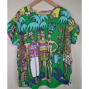 Vintage 80s Esprit x Joel Resnicoff Pop Art Tropical Shirt L
